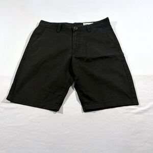 Volcom Mens Black Washed Flat Front Skater Chino Shorts Sz 30 10 Inseam